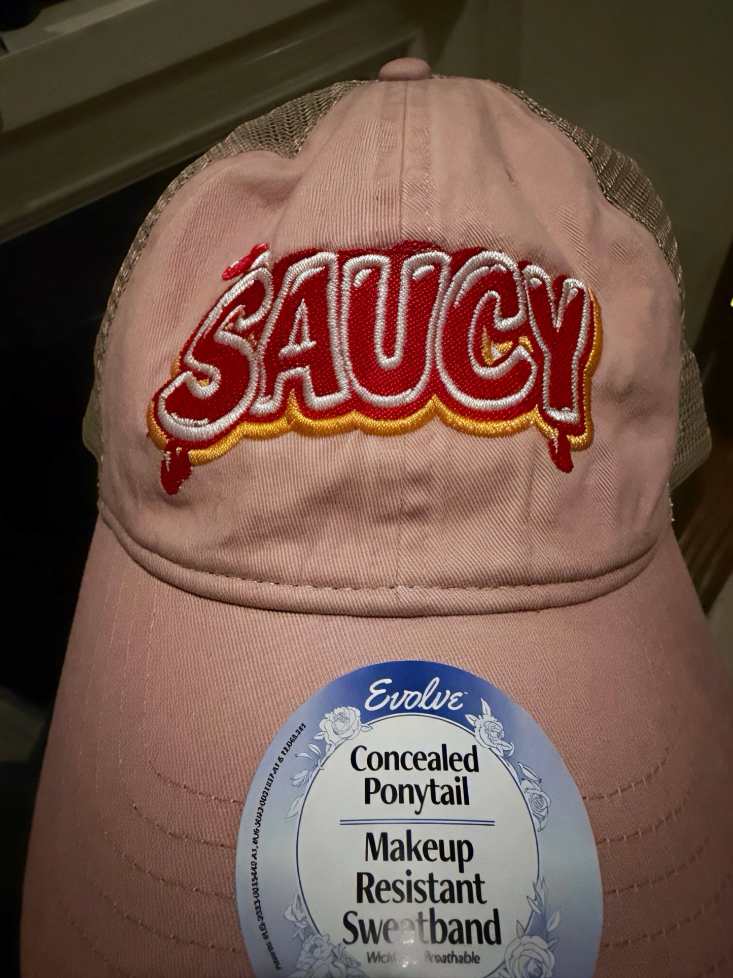 Washed Mesh-Back Cap (Floral+ Pink)